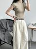 Lu Xi Nuevo Top de Punto de Lana Ajustado de Primavera y Verano Simple de Hombros Descubiertos Suave y Ceroso de Manga Corta para Mujer Ss269