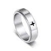 Anillo Minimalista Europeo y Americano Unisex Rotatorio para Alivio del Estrés con Diseño de Cruz Nuevo Modelo Acero Inoxidable Anillo de Hombre Venta al por Mayor