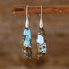 Pendientes colgantes geométricos de piedra del emperador bohemio transfronterizos, pendientes de joyería de piedra natural populares de Europa y América.