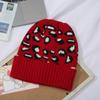 Gorro de Punto para Mujer Otoño/Invierno 2023 con Jacquard de Estampado Leopardo, Gorro Beanie Acrílico con Dobladillo Estilo Coreano, Moderno y a la Moda