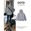 Jaqueta Moletom Cinza com Capuz Estilo Coreano Outono Inicial para Mulheres Outono 2025 Super Popular Estilo Primavera Estilo Preguiçoso Cardigã de Outono
