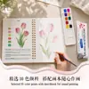 Novo produto mais vendido transfronteiriço: Livro de colorir aquarela para iniciantes, livro de prática de pintura com tintas aquarela sólidas