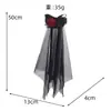 Diadema de Novia Fantasma de Halloween Malla Negra Rosa Simulada Velos Negros Día de Muertos Diadema Oscura