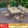 Patio Exterior Mesas y Sillas de Madera Plástica Anticorrosión Jardín Exterior Balcón al Aire Libre Ocio Impermeable Protección Solar Combinación de Mesa y Silla de Pizarra