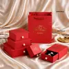 Caja de Joyería Roja China, Caja para Anillos y Pulseras con Tapa Cielo y Tierra, Adorno para Festival y Boda Caja de Regalo al por Mayor