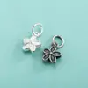 Accesorios de plata de ley S925: colgante de haba de la fortuna, flor pequeña, trébol de cuatro hojas, colgante de corazón, pulsera de cuerda trenzada DIY, charm de plata