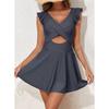Roupa de Banho Explosiva Transfronteiriça Feminina com Saia Cruzada Franzida Tankini Roupa de Banho Amazon Comércio Exterior Roupa de Banho