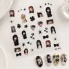 Pegatinas de transferencia transparentes para decoración de uñas, pegatinas de transferencia vintage, pegatinas de cristal impermeables ultra finas de dibujos animados lindos, personalizables