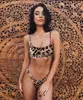 Traje de Banho Dividido Feminino Europeu e Americano Biquíni Sexy Estampa de Leopardo Biquíni Traje de Banho Férias de Verão na Praia