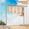 Cabide de chão em aço inoxidável para varanda, espessado e reforçado, cabide retrátil de haste única doméstico para quarto