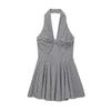 Comercio Exterior para Mujer Nuevo Estilo Europeo y Americano Moda de Verano Vestido Halter con Torcido Sin Espalda Cintura Falda Corta Línea A
