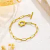 Acero de Titanio Hebilla de Flor de Ciruelo Geométrica Ot Cadena Gruesa Personalizada Collar Pulsera Conjunto de Joyas para Mujer