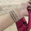 Pulseira Cintilante de Strass, Pulseira Aberta em Espiral Multicamadas, Cristal Rosa, Luxo Leve, Nicho, Exquisite, Elegante, Estilo de Verão para Meninas