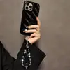 Corrente de Mão para Bolsa de Luxo de Alta Qualidade com Contas de Cristal, Lanyard Curto para Pulso, Pingente de Concha para Chaveiro de Carro, Tendência
