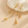 Ear Cuff Francés Doble Gota de Agua con Borla Cadena Hueso de Serpiente Chapada en Oro Pendientes Largos Colgantes Simples de Gama Alta para Adelgazar el Rostro Venta al por Mayor