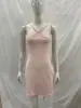 Vestido Sexy Ajustado Bodycon de Color Sólido con Diseño de Vendaje y Cuello Halter sin Espalda, Moda de Verano de Comercio Exterior Europeo y Americano 2026
