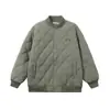 Abrigo Informal de Algodón Acolchado Estilo Hong Kong Invierno Chaqueta de Béisbol Ins sin Capucha para Pareja Chaqueta de Algodón Acolchado Vintage Estilo Americano Rombo