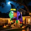 Bruja Hinchable Colgante de Halloween Sosteniendo una Escoba, Bruja Voladora con Luces LED, Decoración de Fiesta para Patio y Árbol