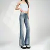 Novo Produto com Apelo Visual da Estética Russa, Refrescante e Chamativo, Jeans Micro Flare Stretch de Cintura Baixa Azul Claro, Suporta Dropshipping