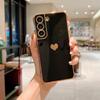 Adecuado para Samsung S26Ultra Funda de Teléfono con Corazón de Amor Galvanizado Lateral A55 Cubierta Protectora Anticaídas A52 Estilo Europeo y Americano Simple