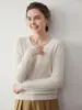 O Segredo para Emagrecer em Looks Totalmente de Caxemira para o Trabalho~ Camada Base Versátil Regular com Decote V de Caxemira de Cabra Feminina, Novo para Outono e Inverno 2025