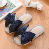 Nuevas Pantuflas de Lino de Moda para Mujer, Lazo de Seda, Pantuflas de Algodón y Lino para Mujer, Pantuflas Desgastables para Interior y Exterior