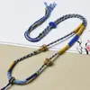 Cordón para Collar Estilo Tíbet, Collar Étnico Tejido a Mano con Cuentas Dzi del Tíbet, Cordón con Colgante Thangka, Cordón para Collar Zaki Lam