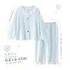 Pijama para niñas, colección primavera y otoño, de manga larga, con estampado de nubes, algodón fino, nuevo estilo de otoño, para niñas de talla mediana y grande, ropa de estar por casa moderna