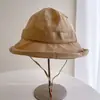 Bordado de Letras con Bordes Elevados, Efecto Adelgazante del Rostro, Sombrero de Cubo Versátil de Color Sólido de Nuevo Estilo de Verano para Mujer, Sombrero de Tela con Protección Solar