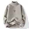 Atacado do Fabricante Suéter Masculino Gola Alta Meia Manga Pulôver Cor Sólida Moda Casual Camisa de Base Suéter Juvenil de Manga Longa