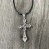 Collar con Colgante de Cruz Corona Nuevo Retro Transfronterizo para Hombre Tendencia Personalidad Retro Plata Tailandesa Diseño de Nicho Colgante para Hombre