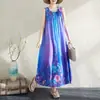 Novo Vestido de Algodão Seda Sem Mangas Estilo Resort à Beira-Mar com Cintura Marcada para Mulheres Tamanho Plus Look Emagrecedor Tamanho Plus Praia Suspender Saia Longa