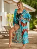 Bikini de algodón con estampado, protector solar, cárdigan playero tipo kimono, ropa de playa, Amazon 8601