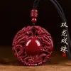 Colgante de cinabrio, arena dorada púrpura, amuleto del año del zodiaco dragón, colgante de moneda de dinero Shangui natural auténtico, cinabrio