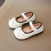 Zapatos de Vestir Individuales para Niñas Estilo Nuevo Primavera y Otoño Estilo Coreano Moño Zapatos Pequeños de Cuero para Niños Moda Suela Suave Zapatos de Princesa para Niña Pequeña