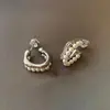 Pendientes de Círculo de Perlas con Aguja de Plata S925 y Circonita, Pendientes de Botón Versátiles Exquisitos de Lujo Ligero para Mujer, Pendientes de Diseño de Nicho de Gama Alta