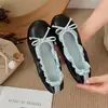 2026 Zapatos de Ballet de Cuero Suave Cuadros Vintage Suela Suave Punta Redonda Moño Plano Zapatos Mecedoros Zapatos Individuales de Huevo Enrollado Poco Profundos