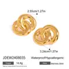 Pendientes de acero inoxidable de oro de 18 quilates de alta gama con diseño silencioso y superficie lisa geométrica con 8 cruces ovaladas.