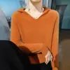 Nueva Moda Femenina Otoño/Invierno 2026: Sudadera corta de alta gama lista para usar, sudadera con capucha de punto, top cálido, camiseta básica