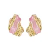 Pendientes Irregulares Plisados de Estilo Dulce-Cool Transfronterizo Europeo y Americano con Sensación Elegante y de Alta Gama, Pendientes de Acero de Titanio con Textura Contrastante