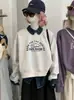 Moletom KEKEZOON com estampa de letras e gola redonda, top casual feminino de corte solto, versátil para o outono, camisa de manga comprida estilo coreano, 9063