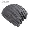 Gorro de punto de cabeza grande con forro polar para hombre, otoño e invierno, grueso, estilo coreano, protección para las orejas, gorro de lana, para exteriores, resistente al viento, para el frío, para montar, tipo pullover, de algodón