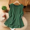 Chal Retro Arrugado de Mancha para Mujer, Top Exterior Holgado sin Mangas, Delgado y Versátil de Verano 3789