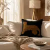 Funda de almohada con estampado de leopardo bordado, funda de cojín de terciopelo negro para sofá, decoración del hogar, funda de almohada para decoración de sala de muestras