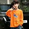 Camiseta de manga larga para niño, moderna y elegante, 100% algodón, primavera/otoño 2026, camiseta básica con estampado de dibujos animados estilo coreano para niños