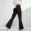 Calça Flare Yoga Costurada Europeia e Americana Transfronteiriça para Mulheres, Cintura Alta Controle de Barriga, Calça Longa Esportiva Fitness Levemente Flare