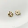 Chapado en Oro de 14K Electroplateado Zircón Pequeña Margarita Tulipán Rosa Flor Colgante Pendientes Hechos a Mano Pulsera Colgante