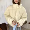 2026 Invierno Estilo Coreano Sencillo Versátil Cuello Alto Patchwork Chaqueta Acolchada de Plumón Ropa Exterior para Mujer Corta Casual