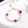 Pulsera de Perlas de Agua Dulce Nina Pulsera de Joyería de Ágata Roja para Mujer Regalo de San Valentín para Novia y Madre