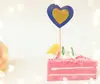 Cartão de inserção para bolo de amor de camada dupla brilhante com glitter rosa amor terno inserção brilhante 6 peças por pacote